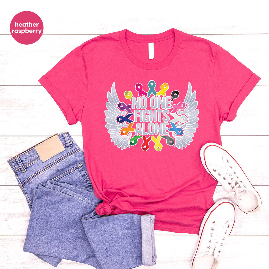 No One Fights Alone Shirt, Cancer Fighter T-Shirt, Warrior product image 10