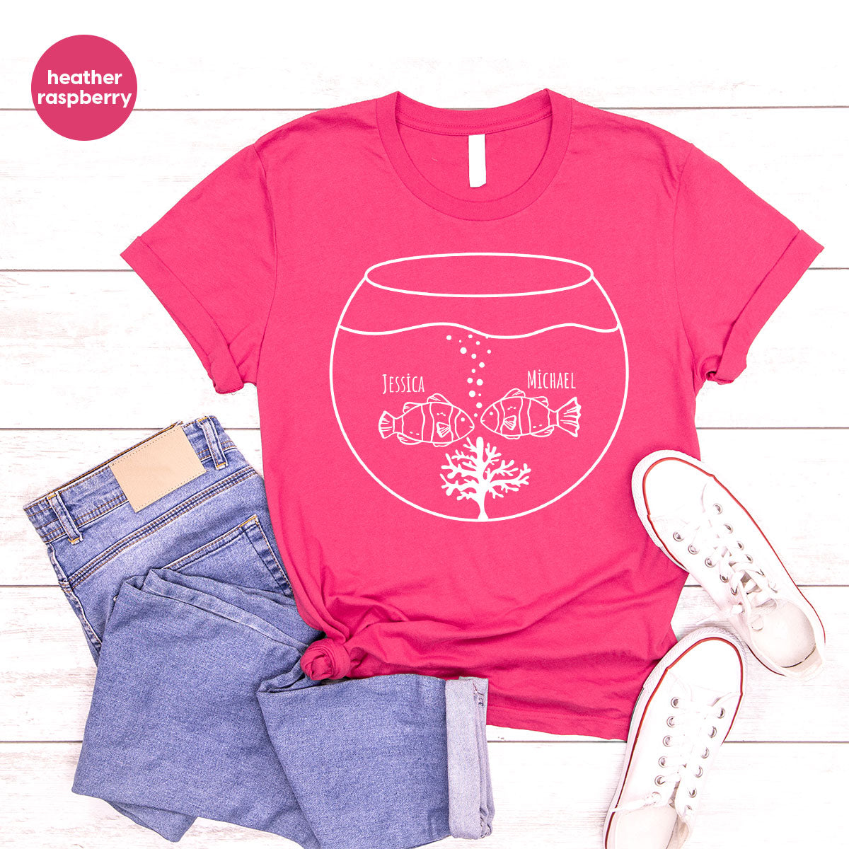 Fish Couple Shirt, Custom Name on T-Shirt, Gift for Couples product image 13