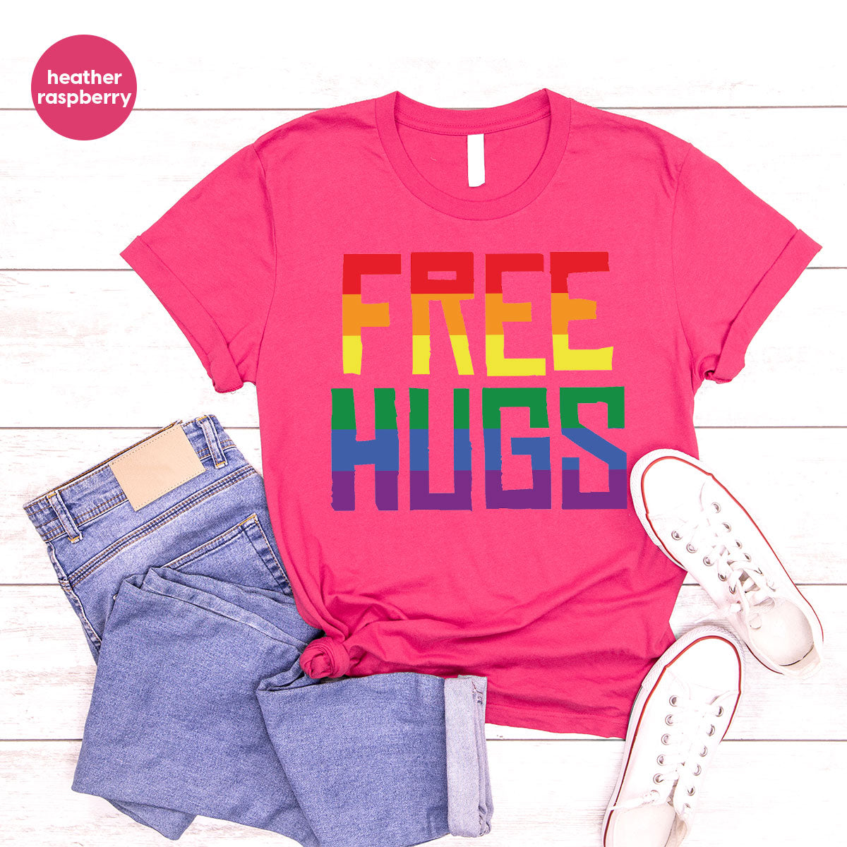 Cute LGBT Shirt, Free Hugs T-Shirt, Lovely Pride for product image 12