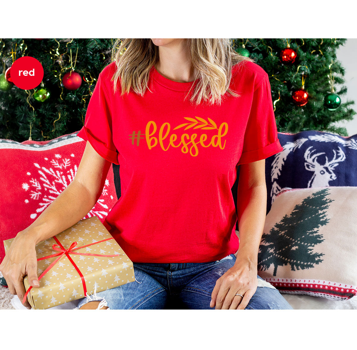 Cute Blessed T-Shirt, Fall Leaves Graphic Tees, Gift for product image 24
