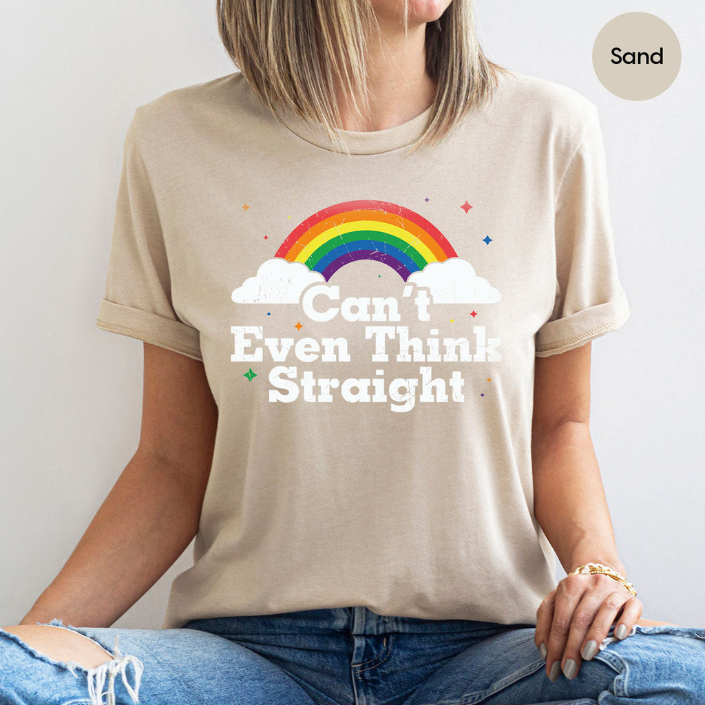 Can I Even Think Straight Shirt, Rainbow T-Shirt, LGBT product image 16