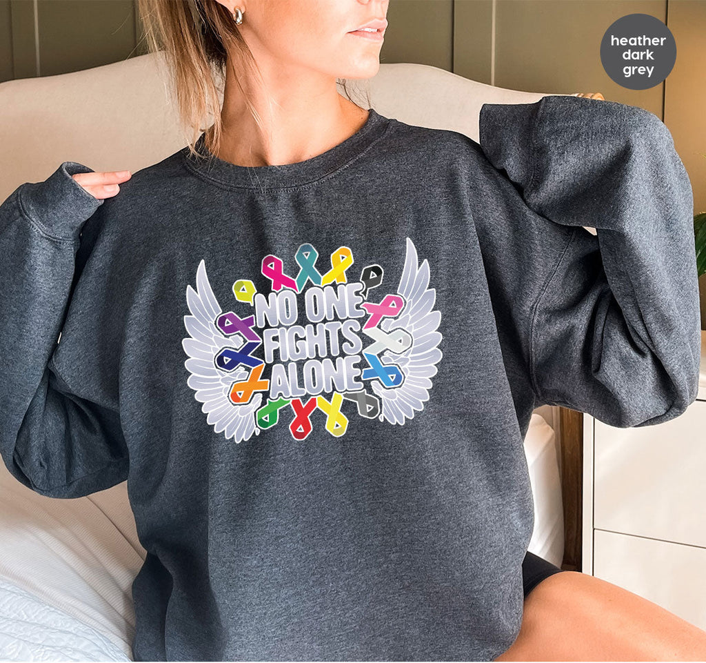 No One Fights Alone Shirt, Cancer Fighter T-Shirt, Warrior product image 13