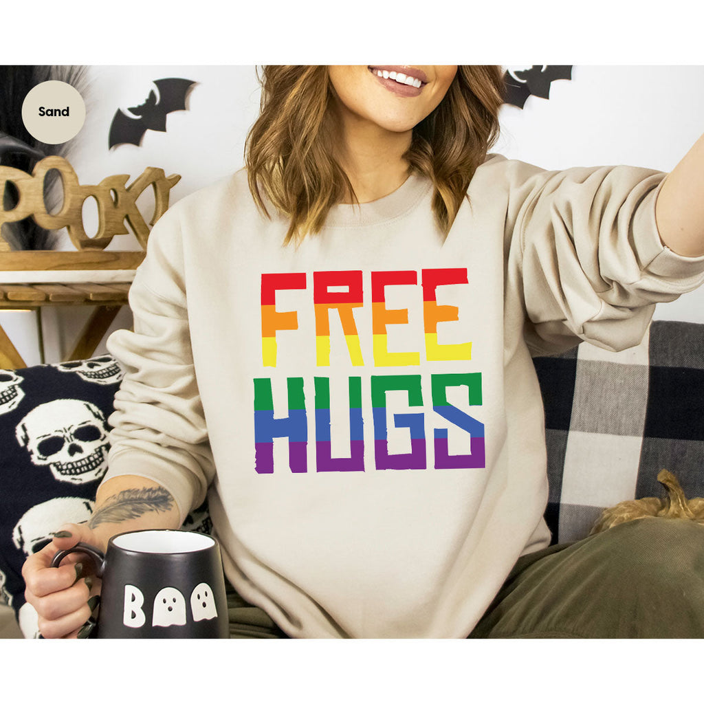 Cute LGBT Shirt, Free Hugs T-Shirt, Lovely Pride for product image 16