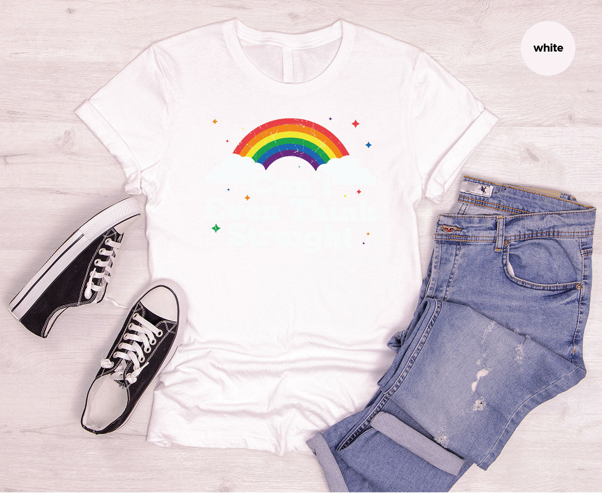 Can I Even Think Straight Shirt, Rainbow T-Shirt, LGBT product image 23