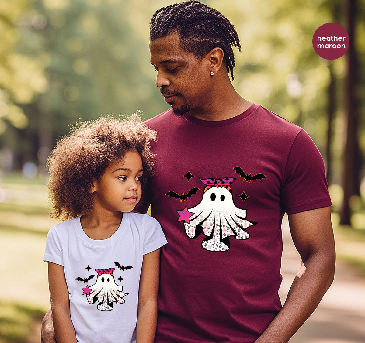 Spooky Season Outfit, Ghost Graphic Tee, Girls Boo Vneck product image 57
