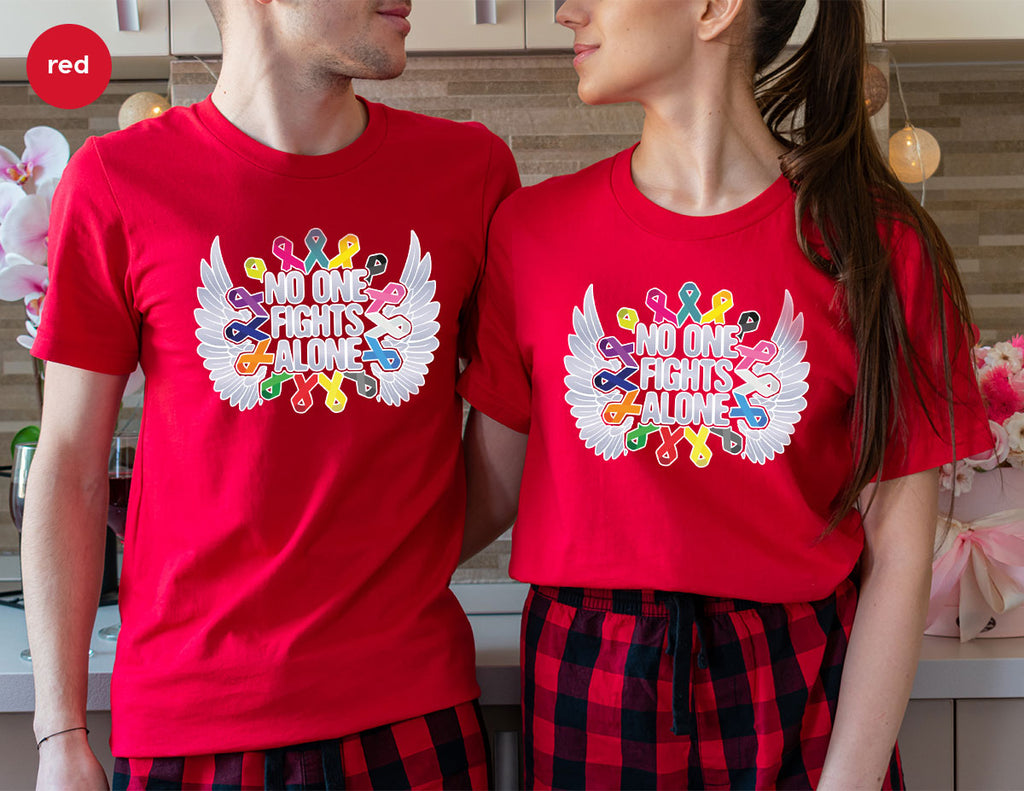 No One Fights Alone Shirt, Cancer Fighter T-Shirt, Warrior product image 16