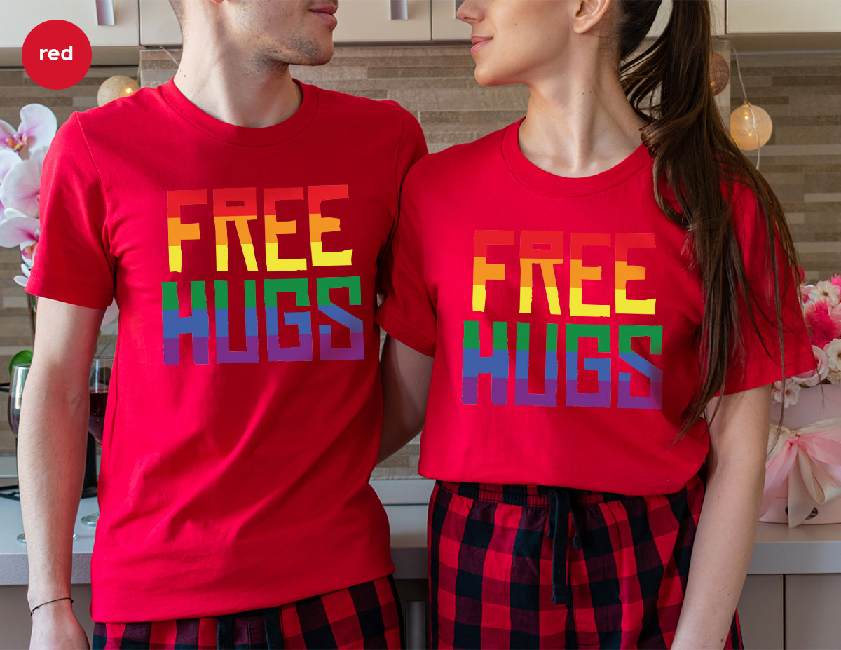 Cute LGBT Shirt, Free Hugs T-Shirt, Lovely Pride for product image 20