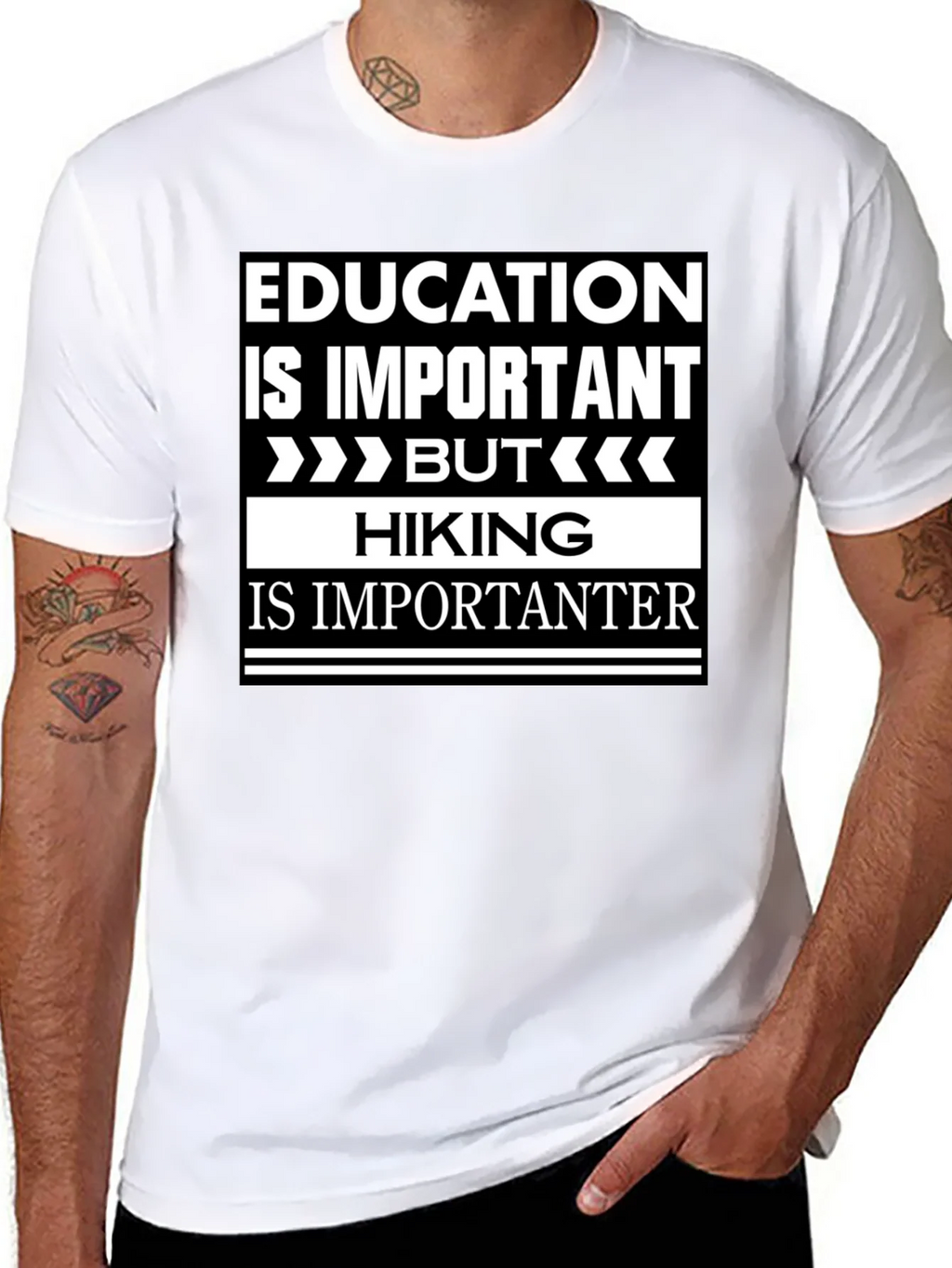 Funny Hiking T-Shirt - Education vs. Humor product image 2