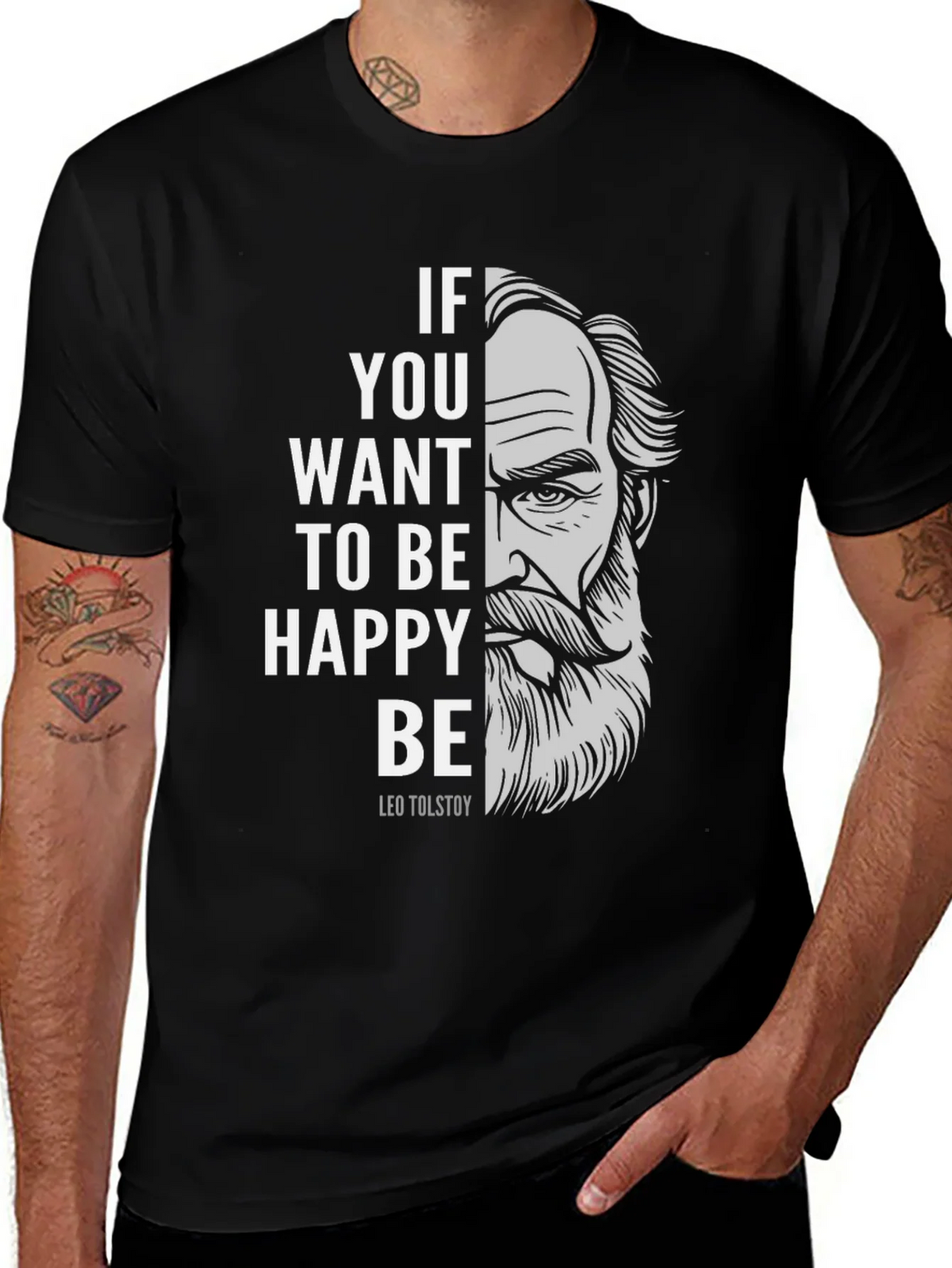 Leo Tolstoy T-Shirt - Be Happy Tee product image 1