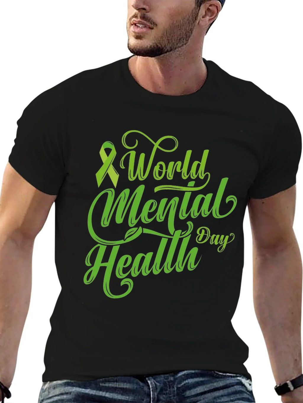 World Mental Health Day T-Shirt Green Ribbon product image 4