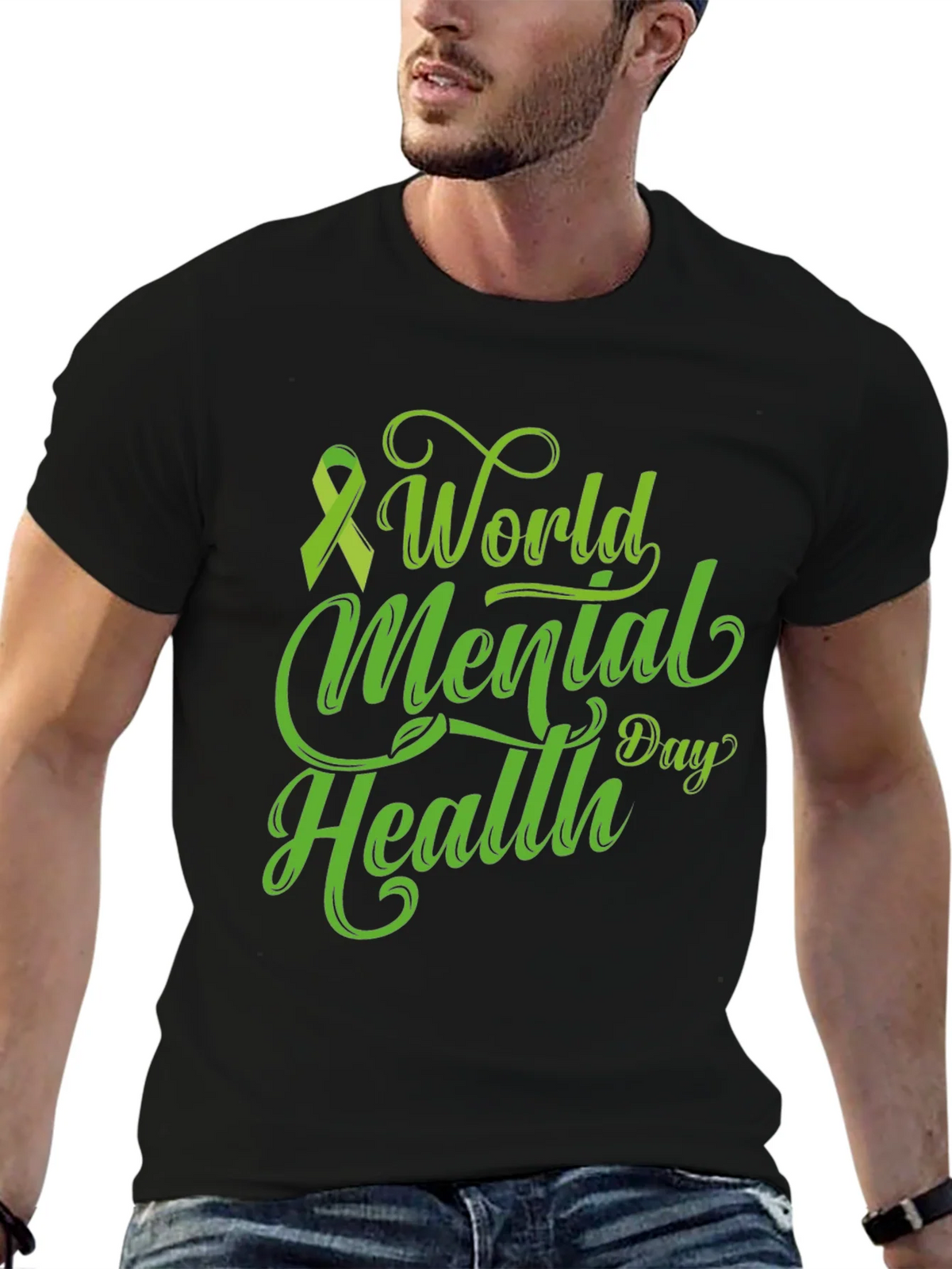 World Mental Health Day T-Shirt Green Ribbon product image 4
