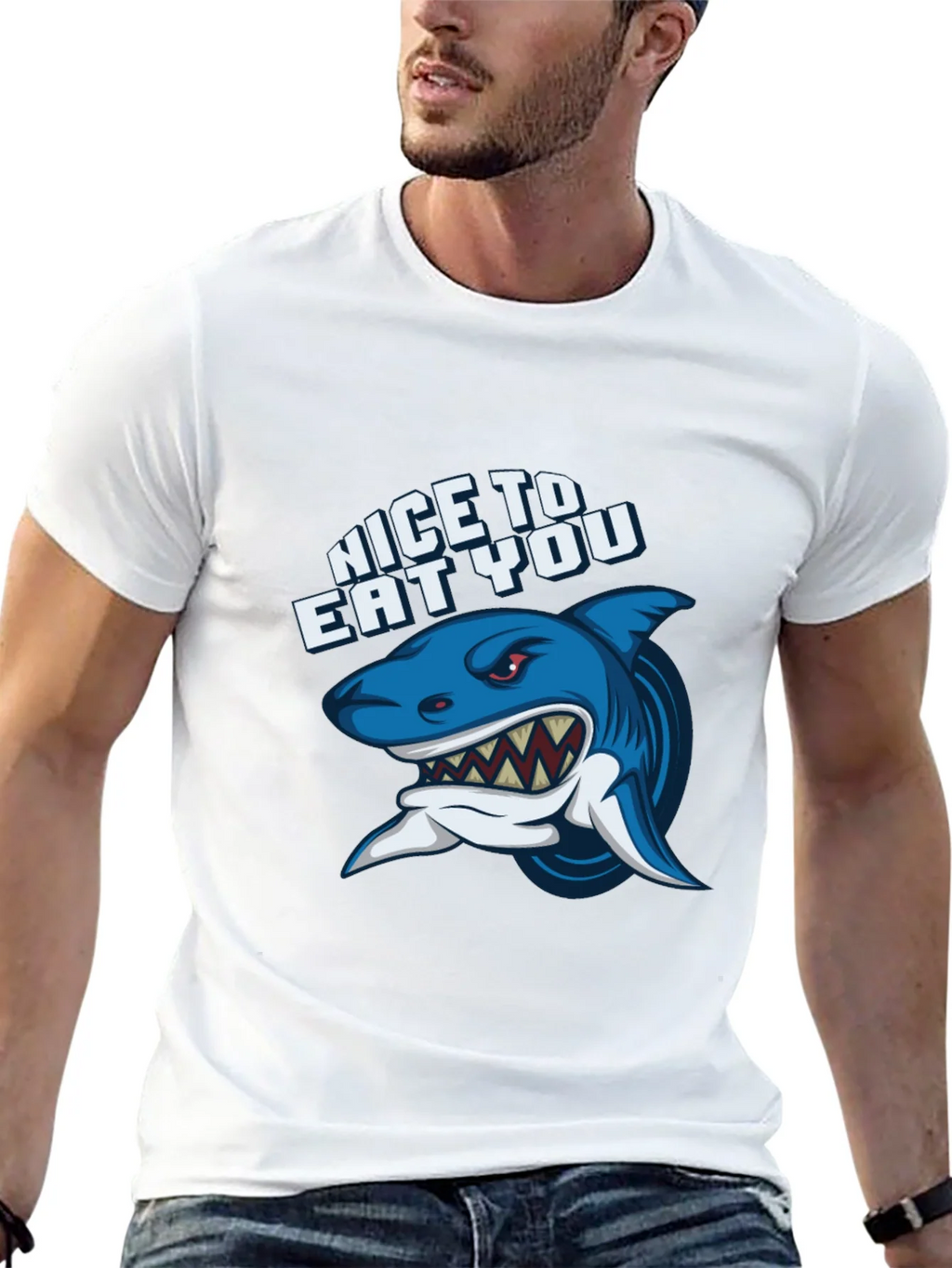 Shark Graphic Black T-Shirt - Nice to Eat You product image 4