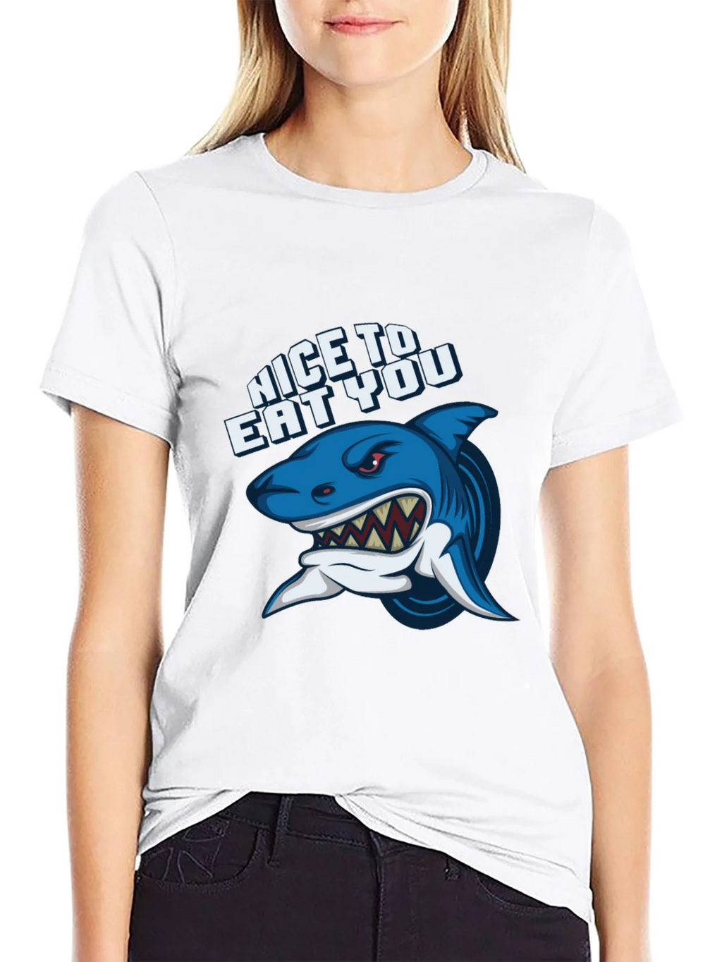 Shark Graphic Black T-Shirt - Nice to Eat You product image 1