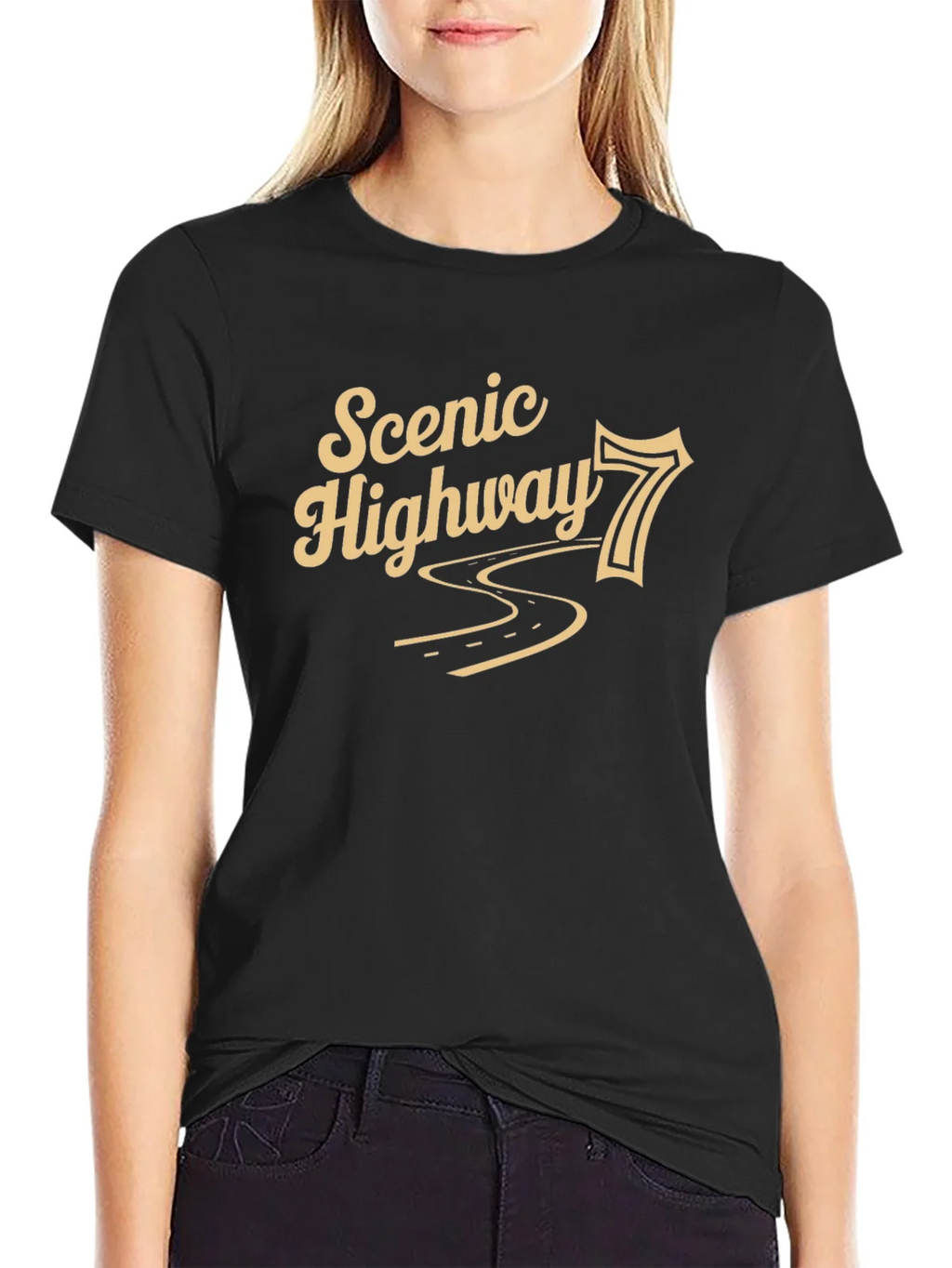 Scenic Highway 7 Black Graphic T-Shirt product image 2