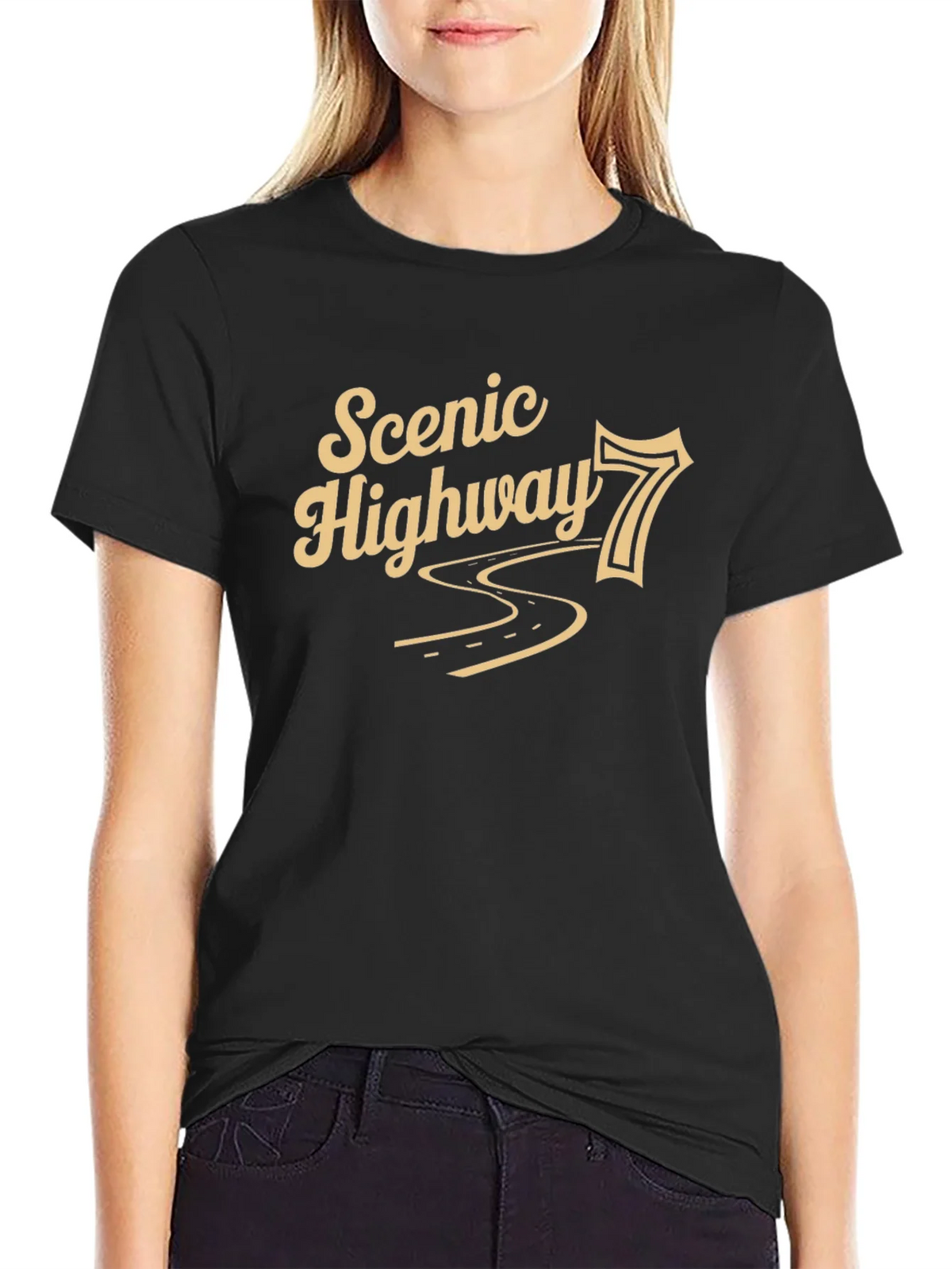 Scenic Highway 7 Black Graphic T-Shirt product image 2