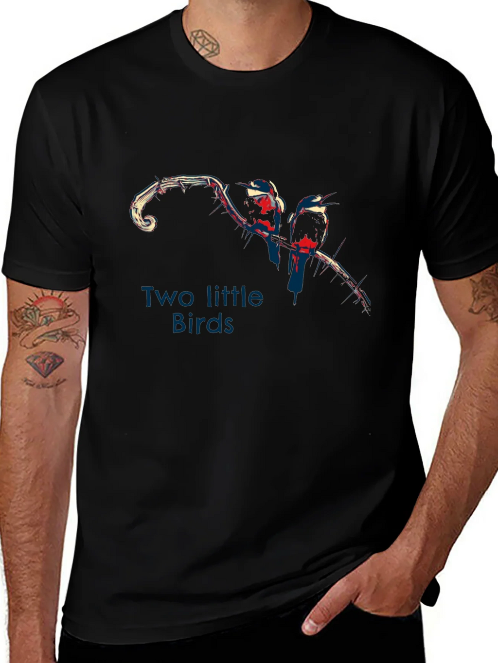 Two Little Birds Graphic Black T-Shirt product image 1