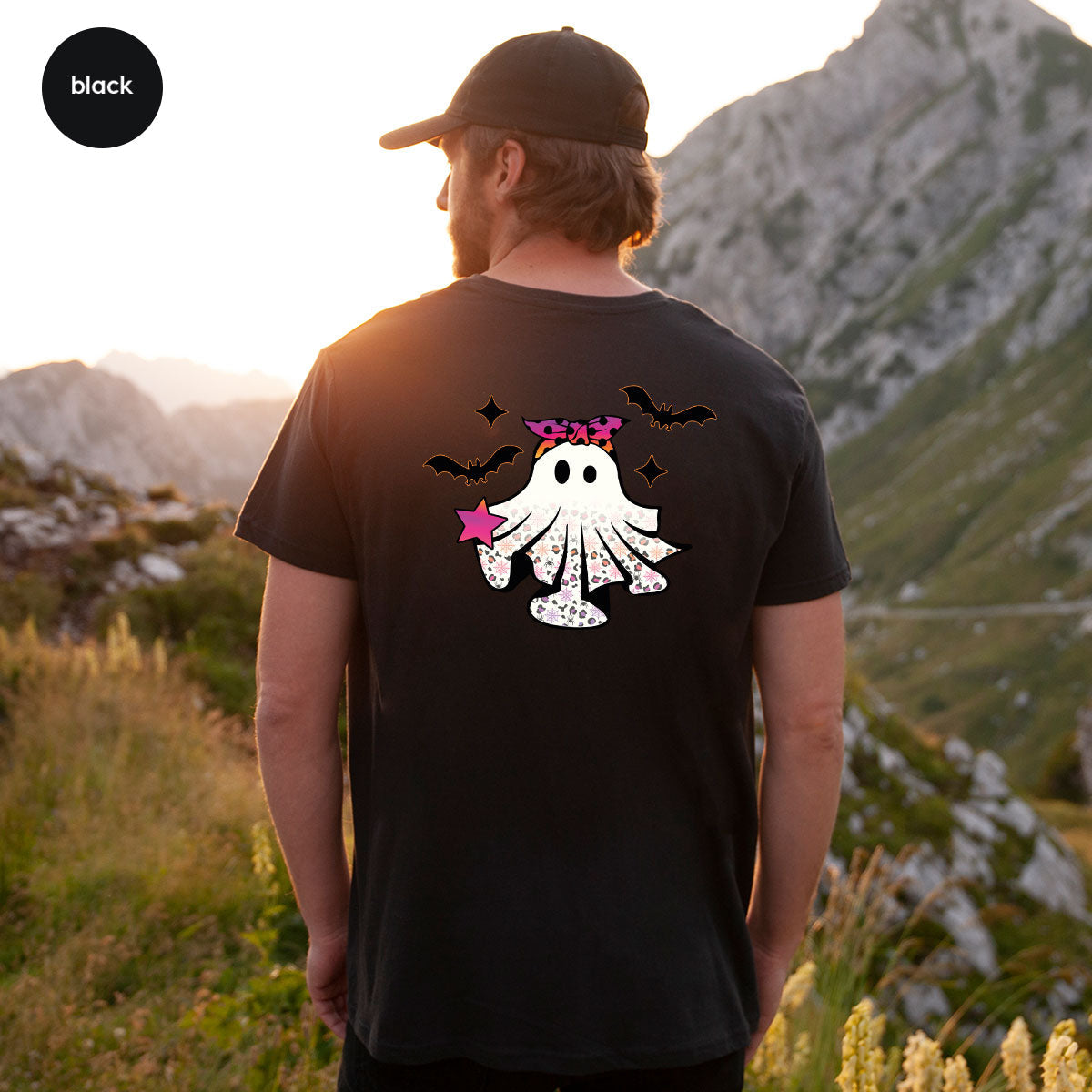 Spooky Season Outfit, Ghost Graphic Tee, Girls Boo Vneck product image 61