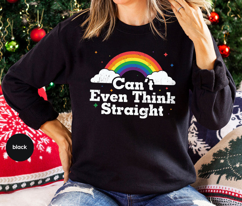 Can I Even Think Straight Shirt, Rainbow T-Shirt, LGBT product image 27