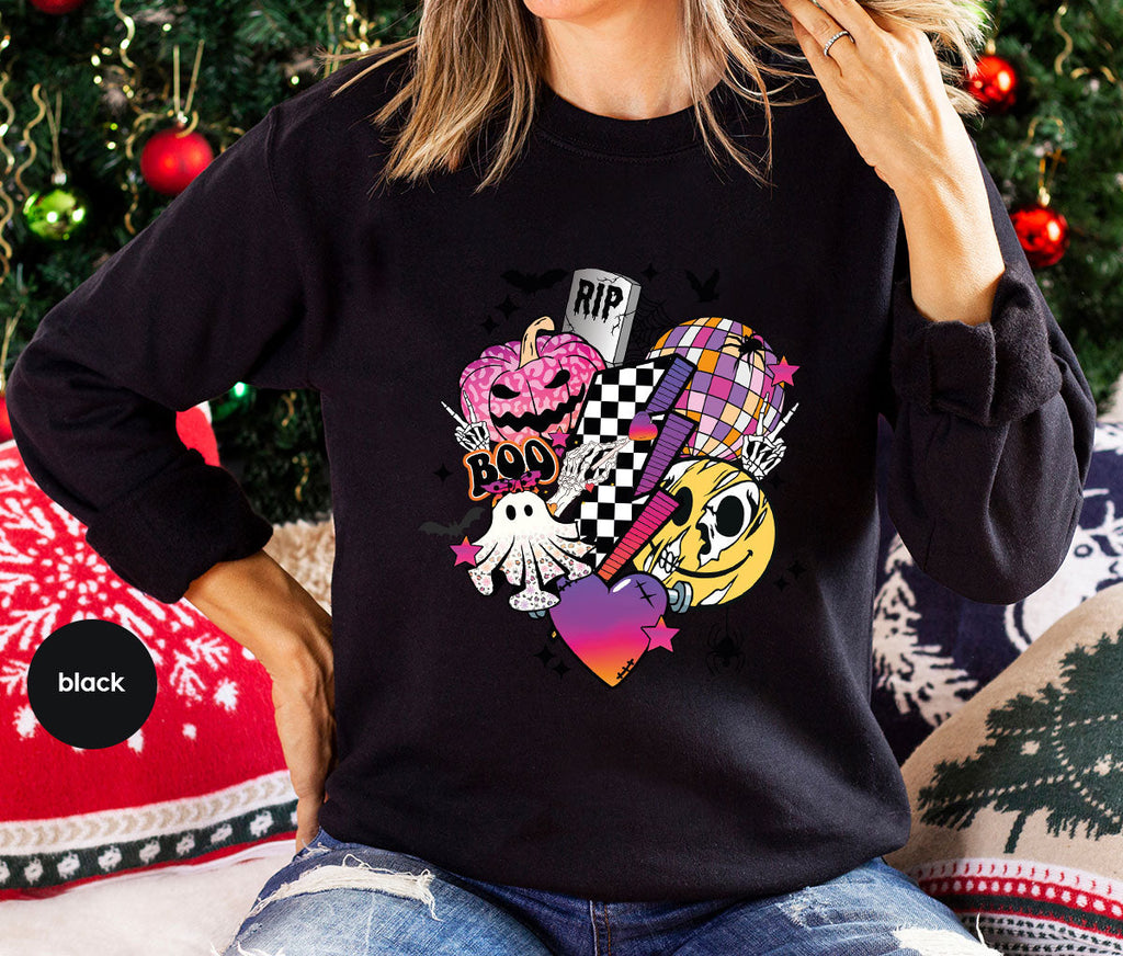 Retro Halloween Shirt, Spooky Pumpkin Cool Checkered Outfit product image 64