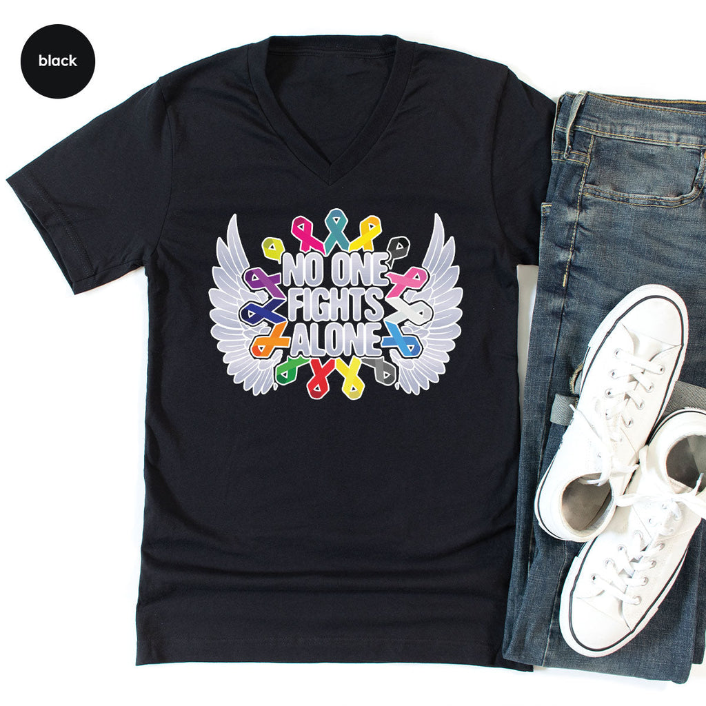 No One Fights Alone Shirt, Cancer Fighter T-Shirt, Warrior product image 24