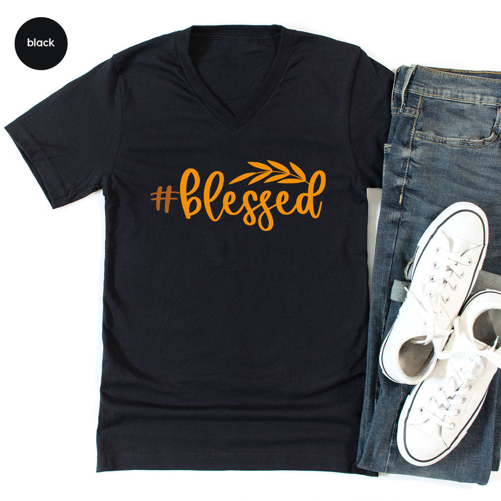 Cute Blessed T-Shirt, Fall Leaves Graphic Tees, Gift for product image 34
