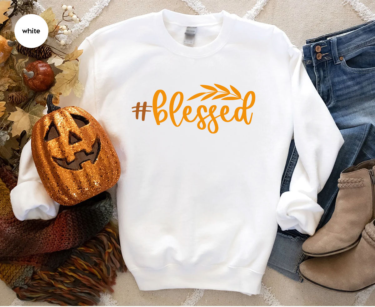 Cute Blessed T-Shirt, Fall Leaves Graphic Tees, Gift for product image 35
