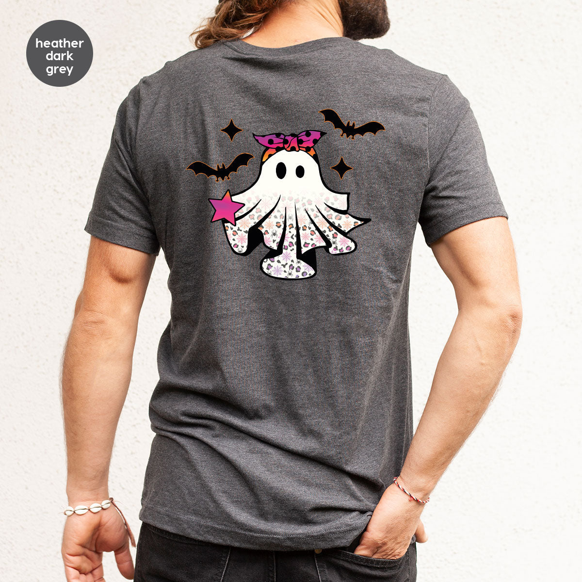 Spooky Season Outfit, Ghost Graphic Tee, Girls Boo Vneck product image 69