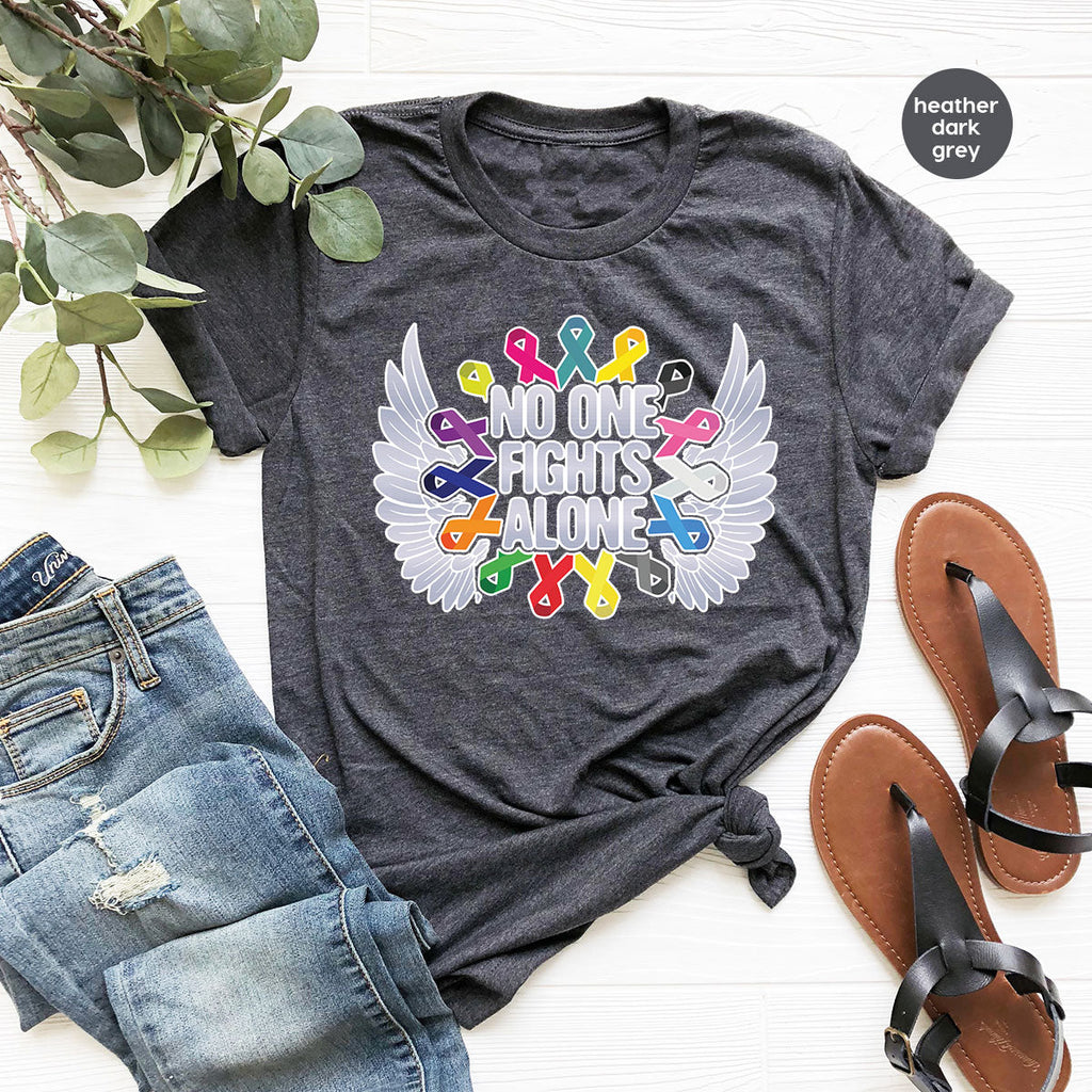 No One Fights Alone Shirt, Cancer Fighter T-Shirt, Warrior product image 26