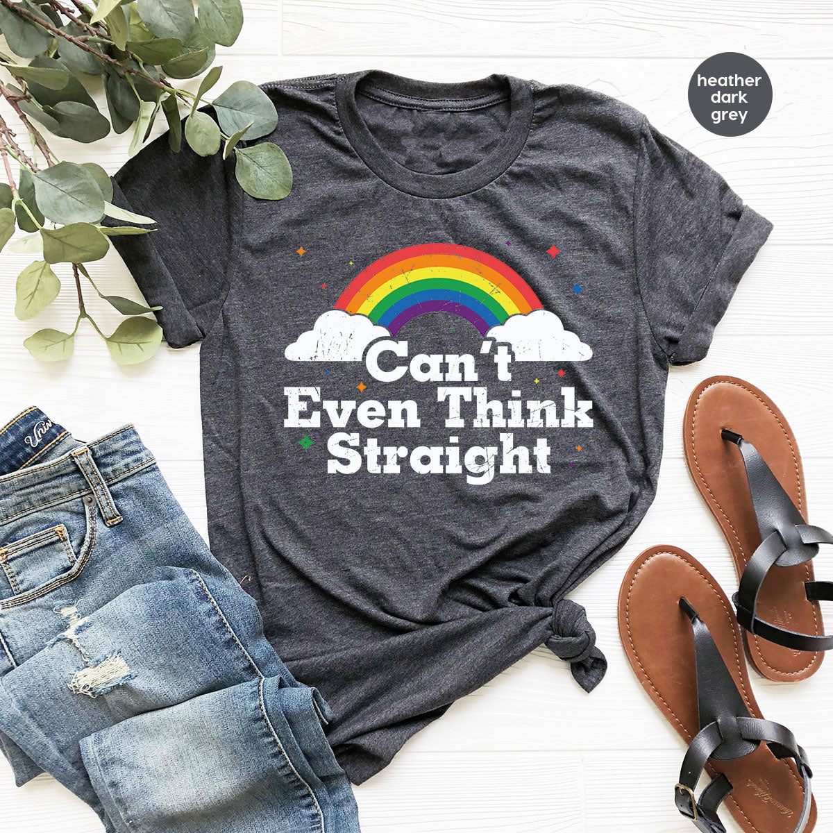 Can I Even Think Straight Shirt, Rainbow T-Shirt, LGBT product image 32