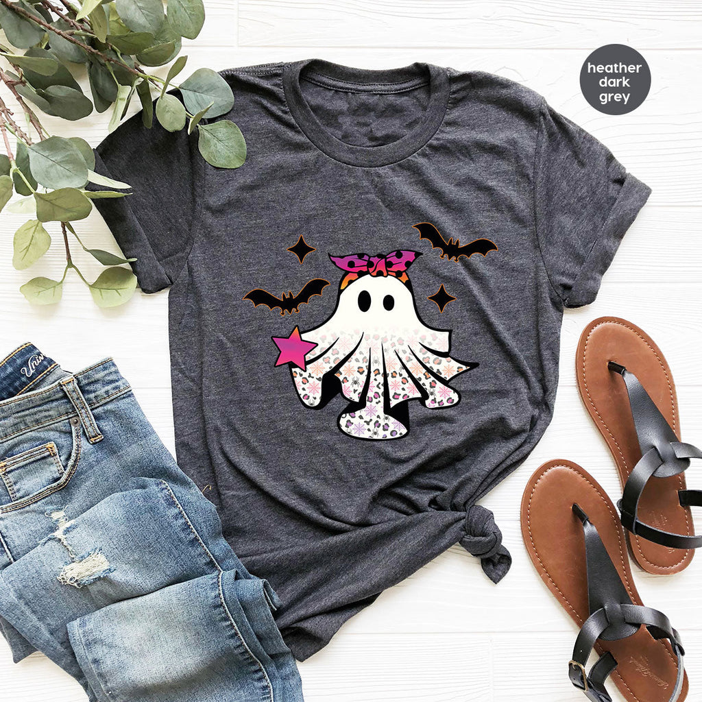 Spooky Season Outfit, Ghost Graphic Tee, Girls Boo Vneck product image 68
