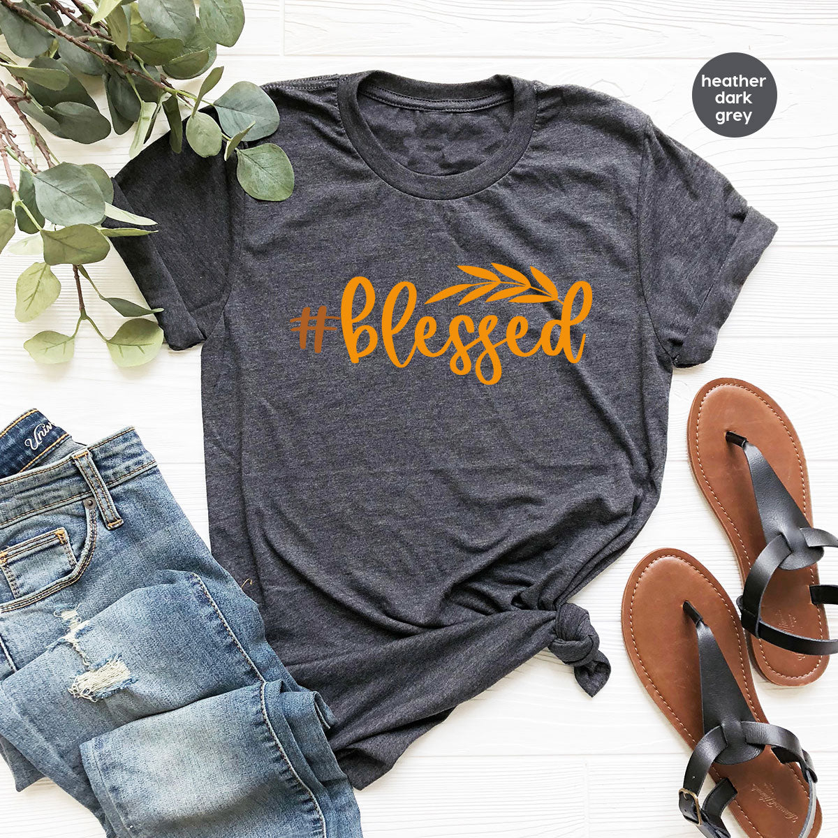 Cute Blessed T-Shirt, Fall Leaves Graphic Tees, Gift for product image 37