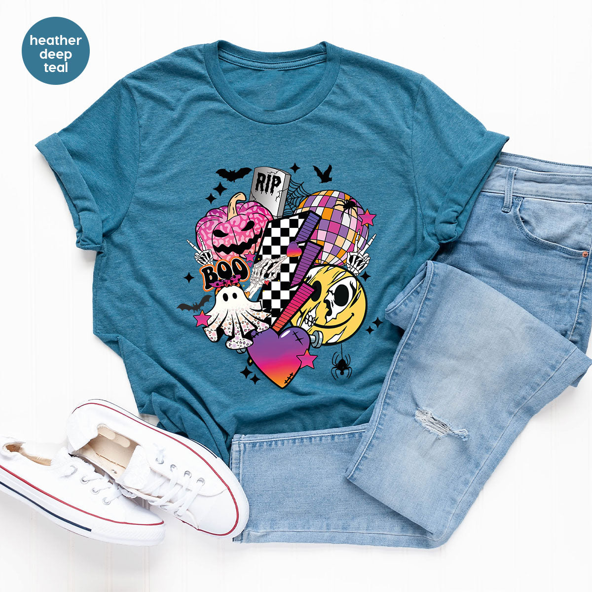 Retro Halloween Shirt, Spooky Pumpkin Cool Checkered Outfit product image 70