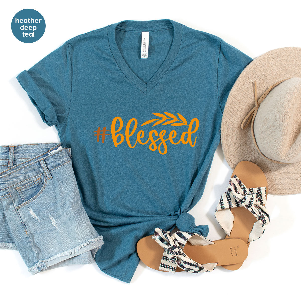 Cute Blessed T-Shirt, Fall Leaves Graphic Tees, Gift for product image 41