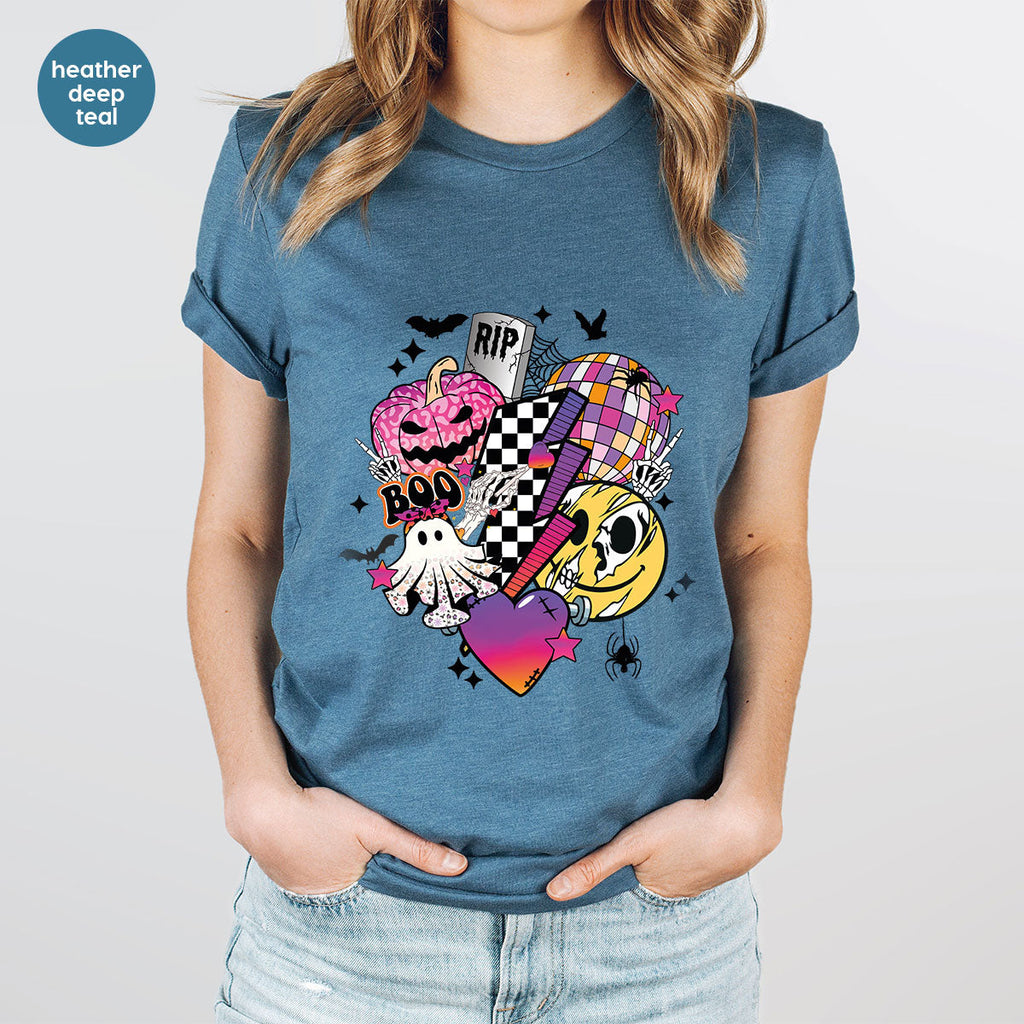 Retro Halloween Shirt, Spooky Pumpkin Cool Checkered Outfit product image 71