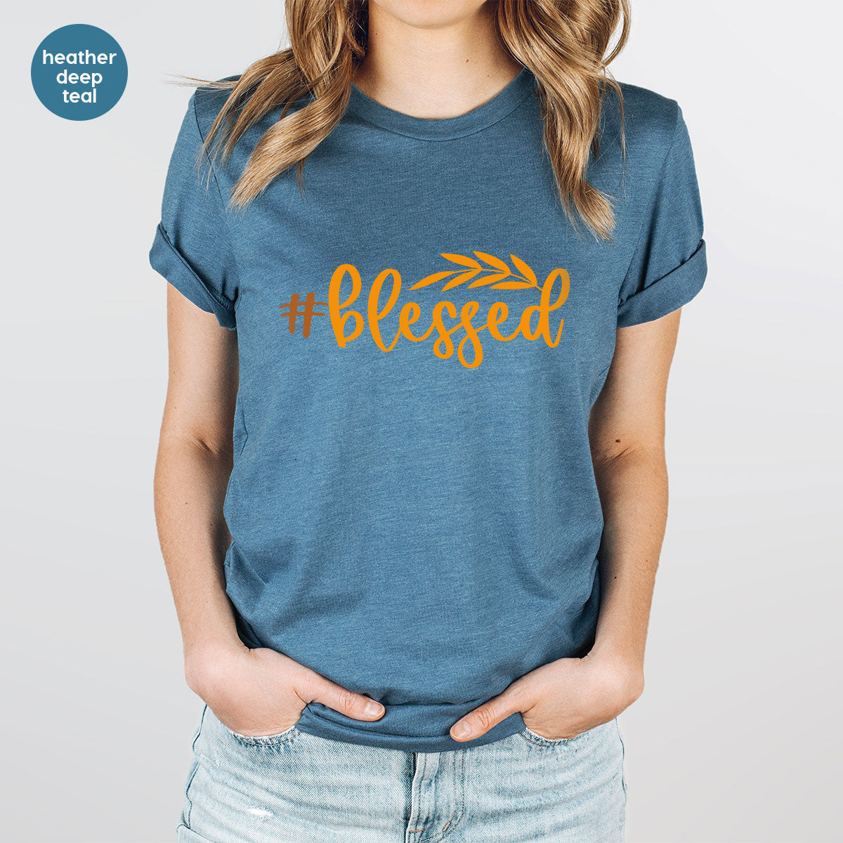 Cute Blessed T-Shirt, Fall Leaves Graphic Tees, Gift for product image 40