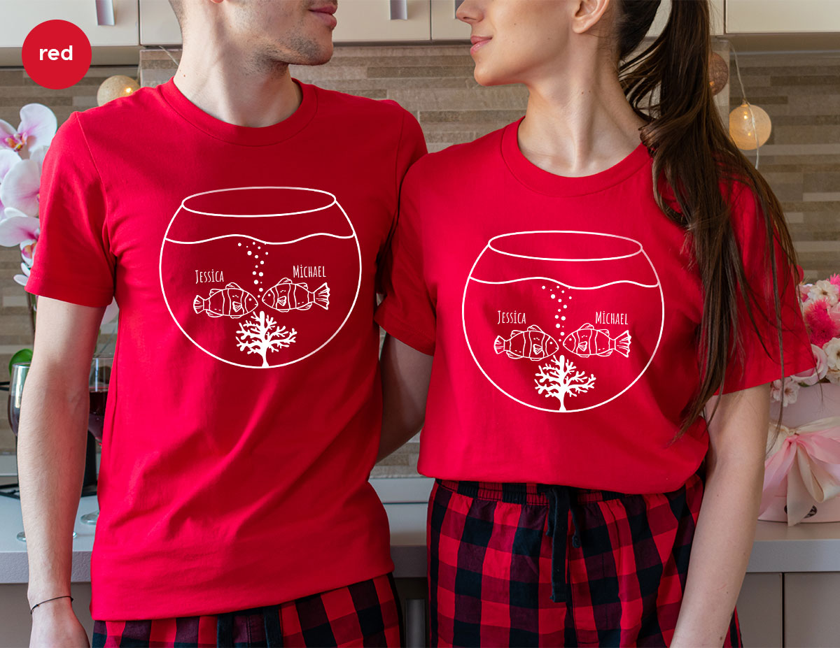 Fish Couple Shirt, Custom Name on T-Shirt, Gift for Couples product image 34