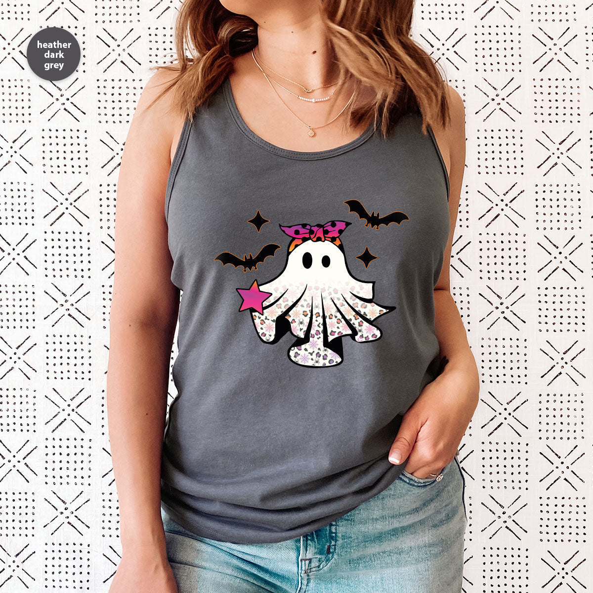 Spooky Season Outfit, Ghost Graphic Tee, Girls Boo Vneck product image 76