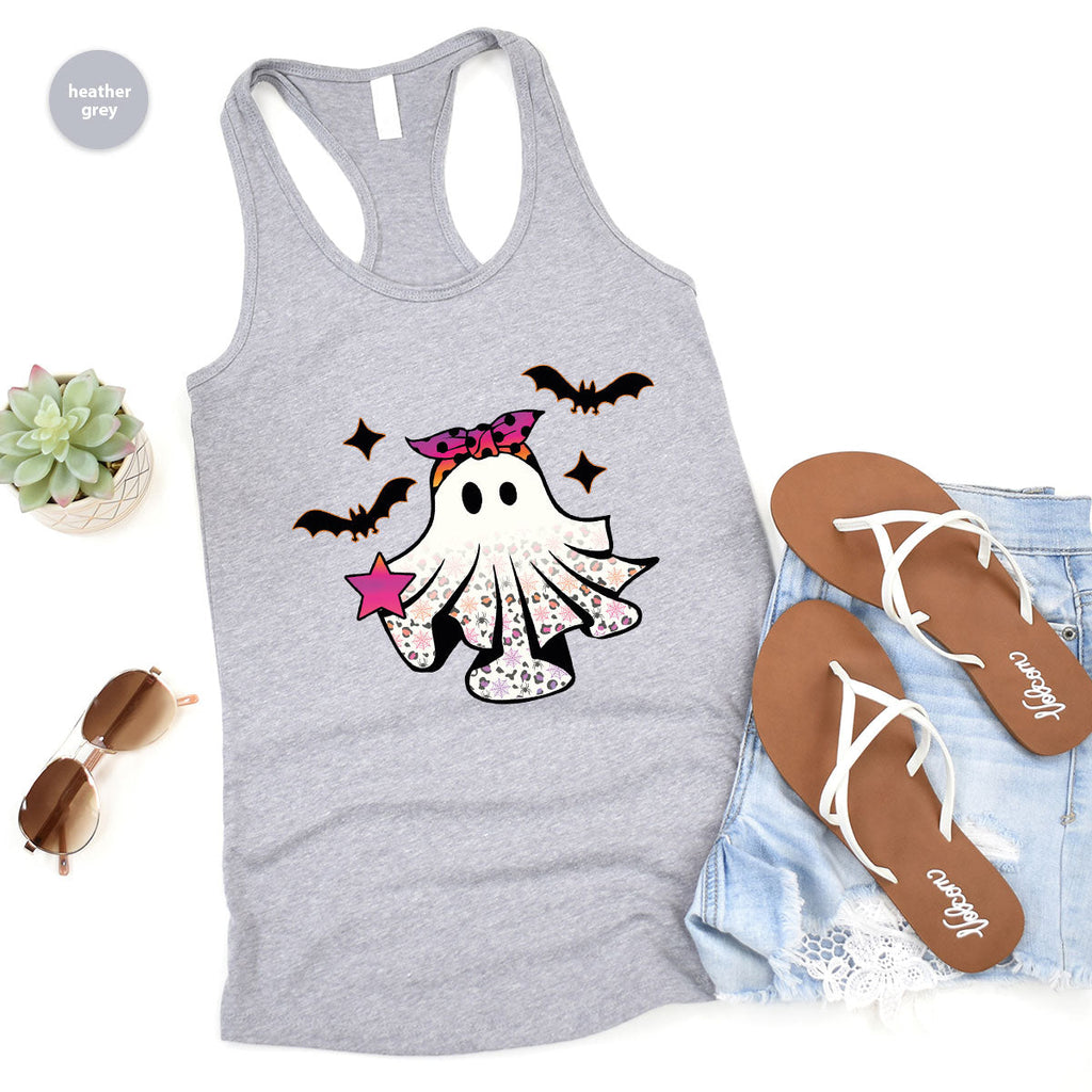 Spooky Season Outfit, Ghost Graphic Tee, Girls Boo Vneck product image 79