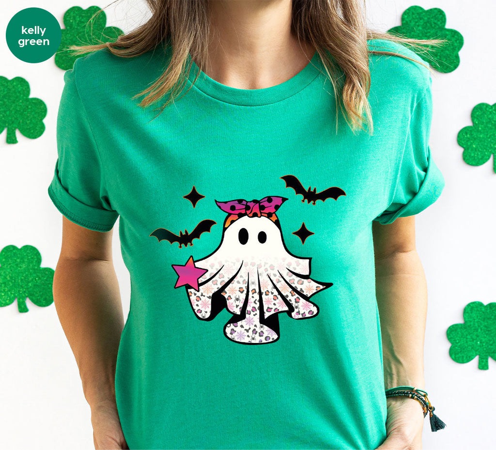 Spooky Season Outfit, Ghost Graphic Tee, Girls Boo Vneck product image 81