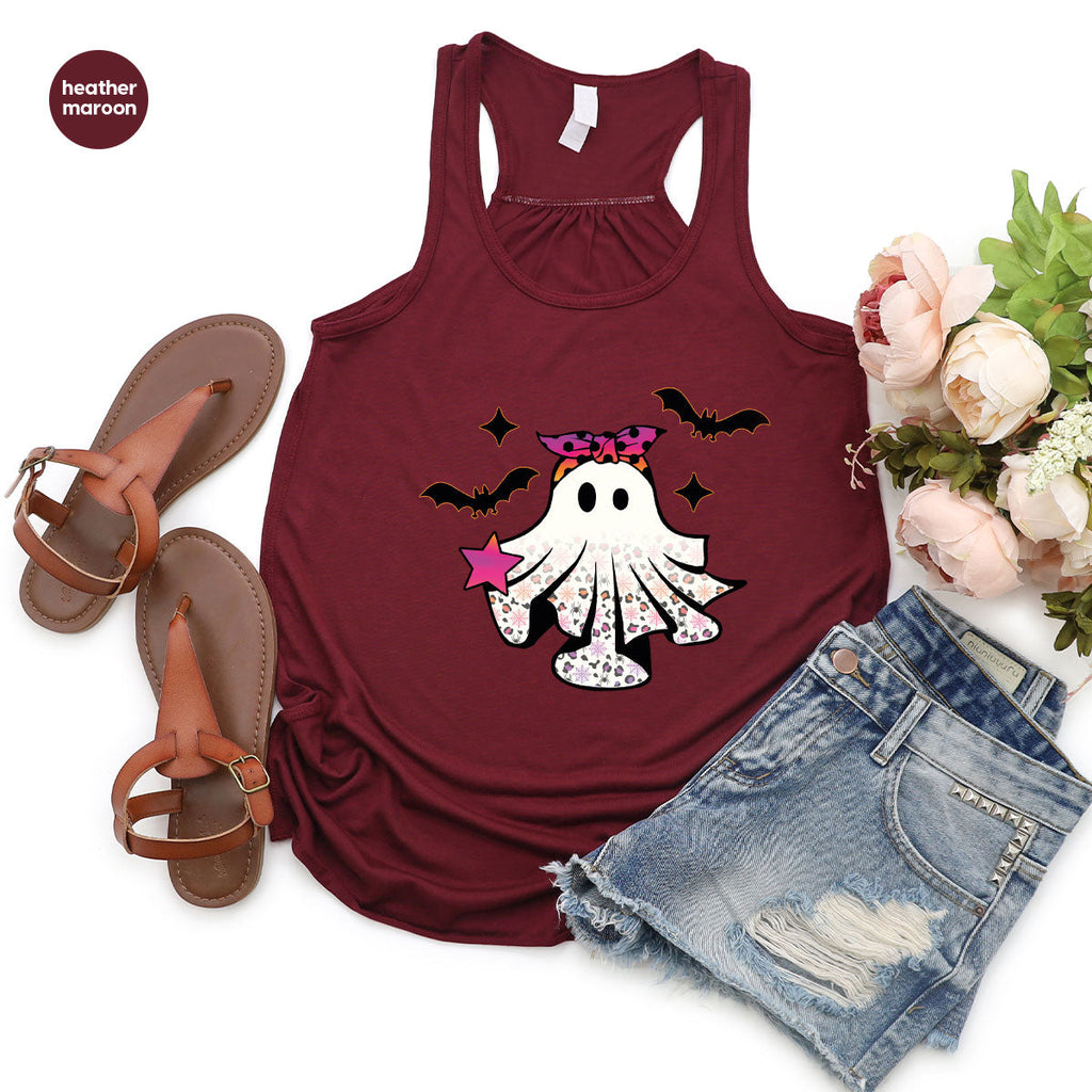 Spooky Season Outfit, Ghost Graphic Tee, Girls Boo Vneck product image 84