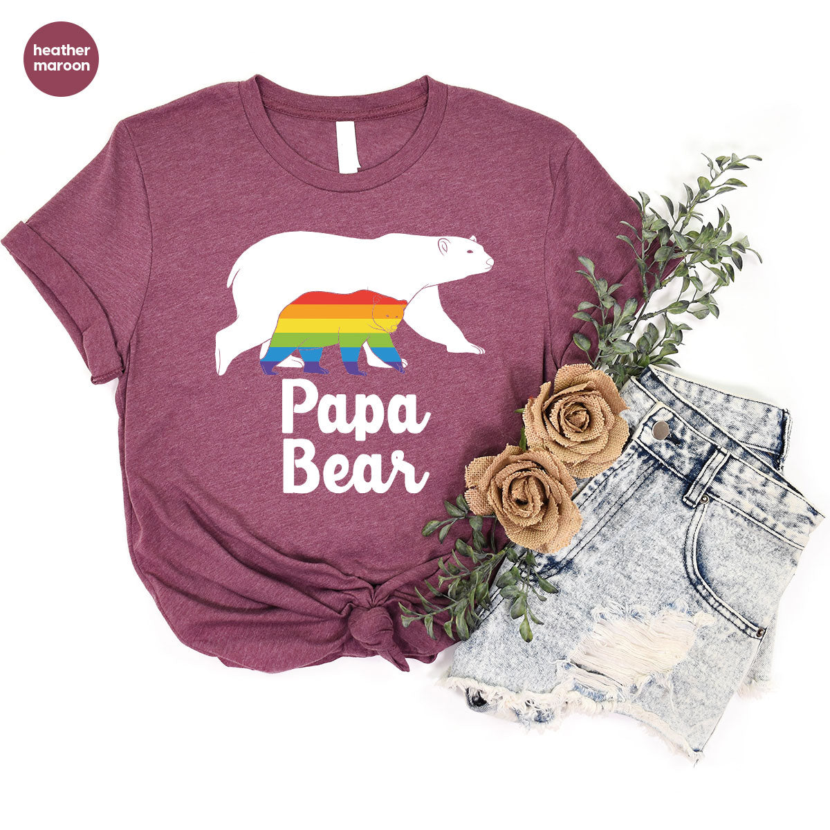 Papa Bear Shirt, T-Shirt, LGBT Rainbow Tee product image 37