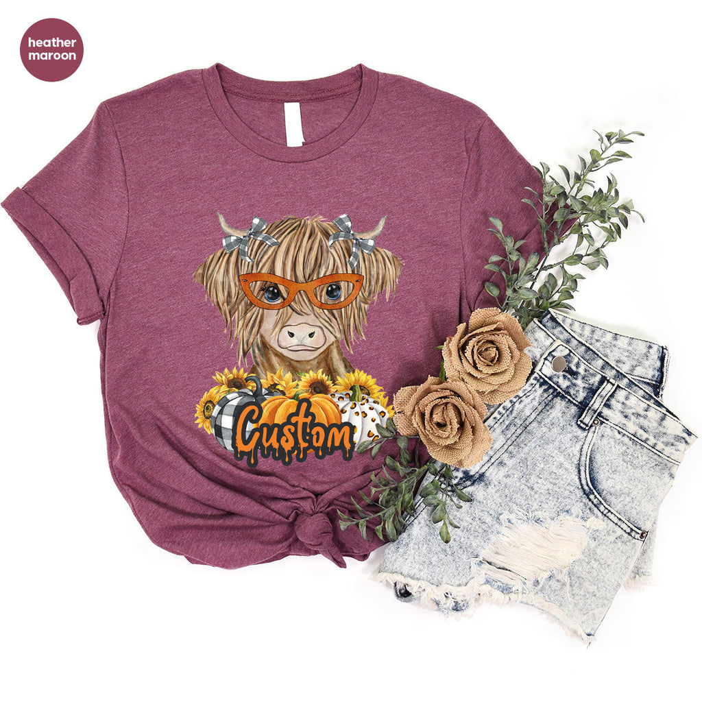 Custom Cow Shirt, Fall Graphic Tees, Personalized Farmer product image 82