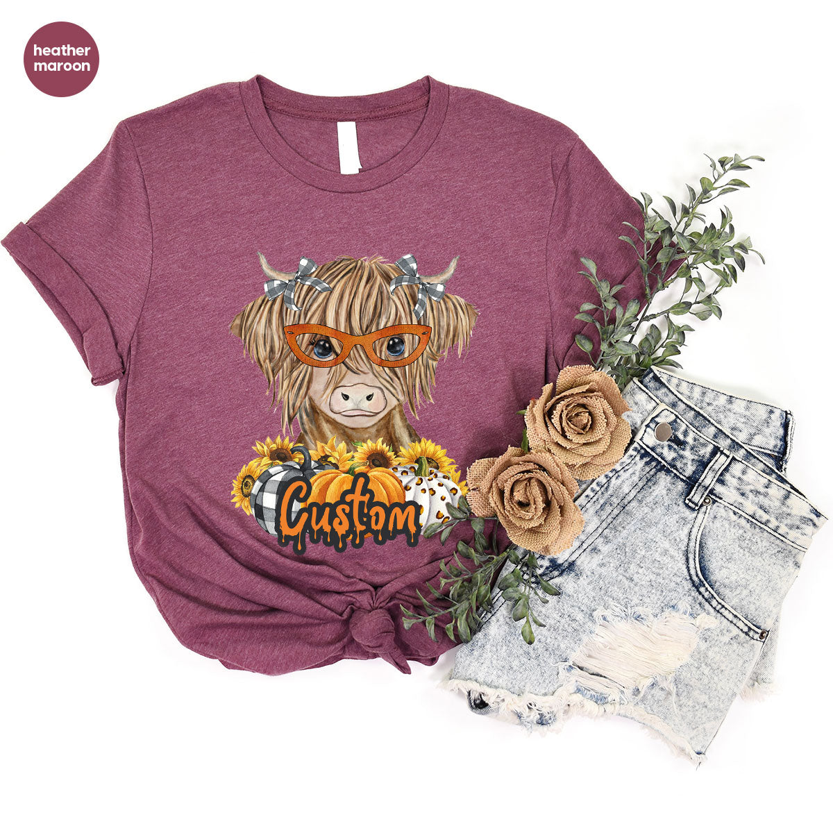 Custom Cow Shirt, Fall Graphic Tees, Personalized Farmer product image 82