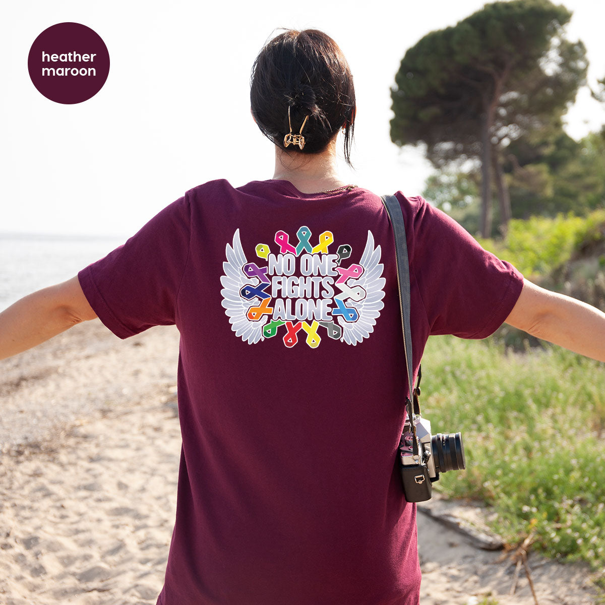 No One Fights Alone Shirt, Cancer Fighter T-Shirt, Warrior product image 36