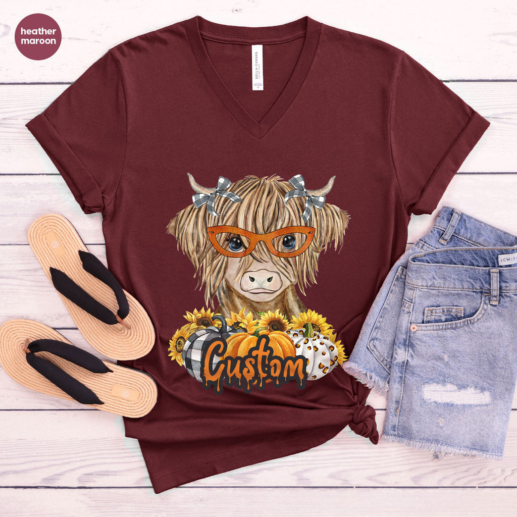 Custom Cow Shirt, Fall Graphic Tees, Personalized Farmer product image 85