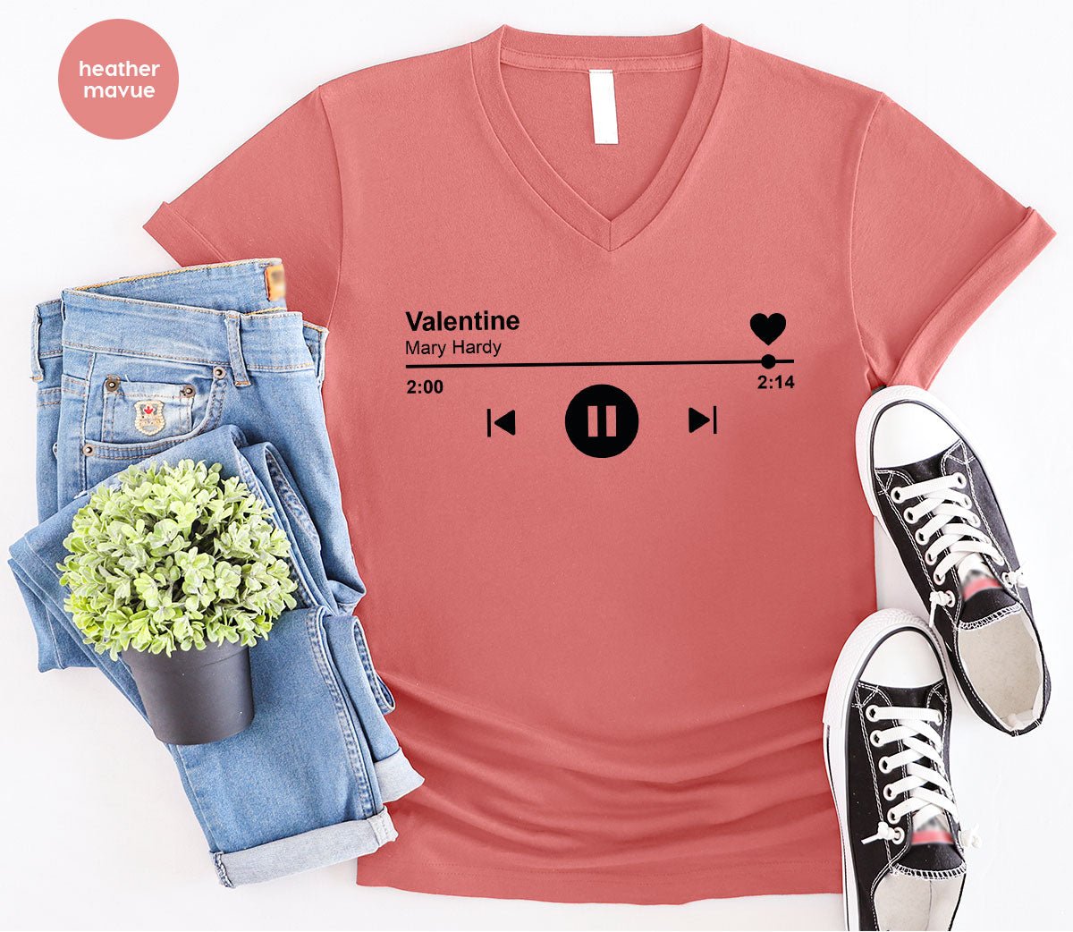 Valentine's Day Shirt, Play Music For Playlist T-Shirt product image 12