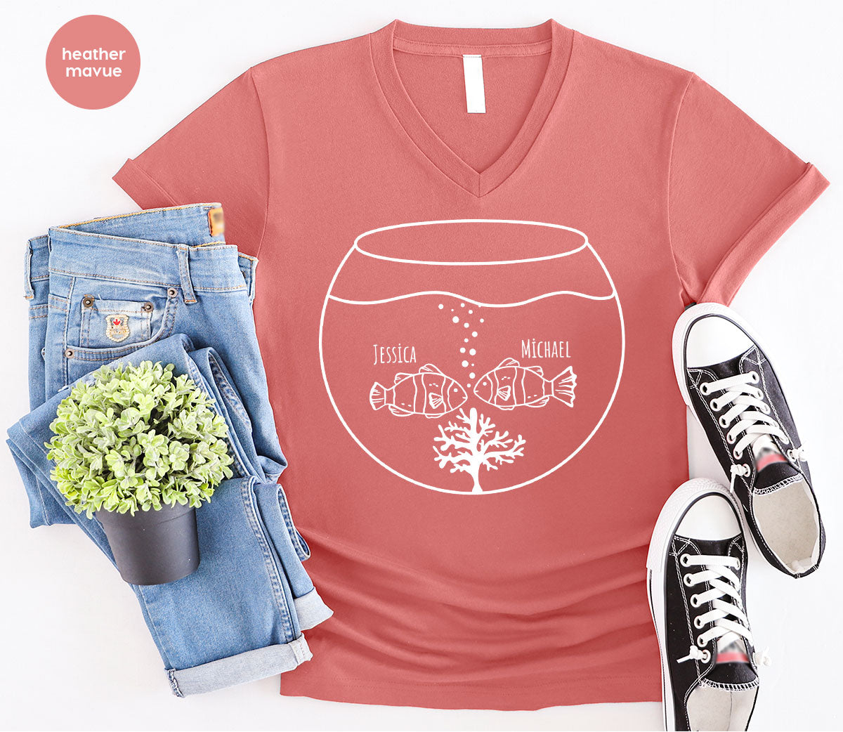 Fish Couple Shirt, Custom Name on T-Shirt, Gift for Couples product image 41