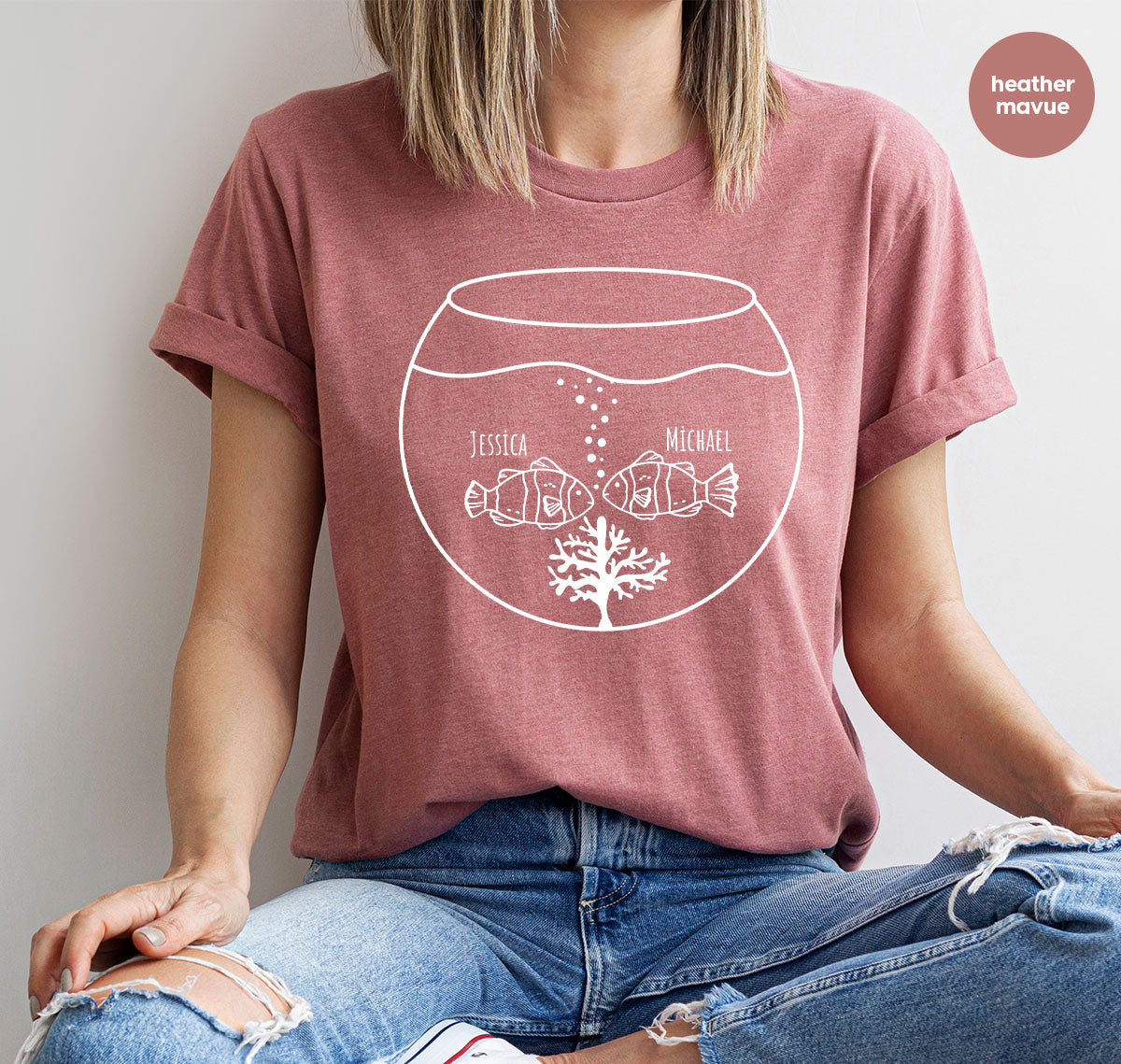 Fish Couple Shirt, Custom Name on T-Shirt, Gift for Couples product image 40