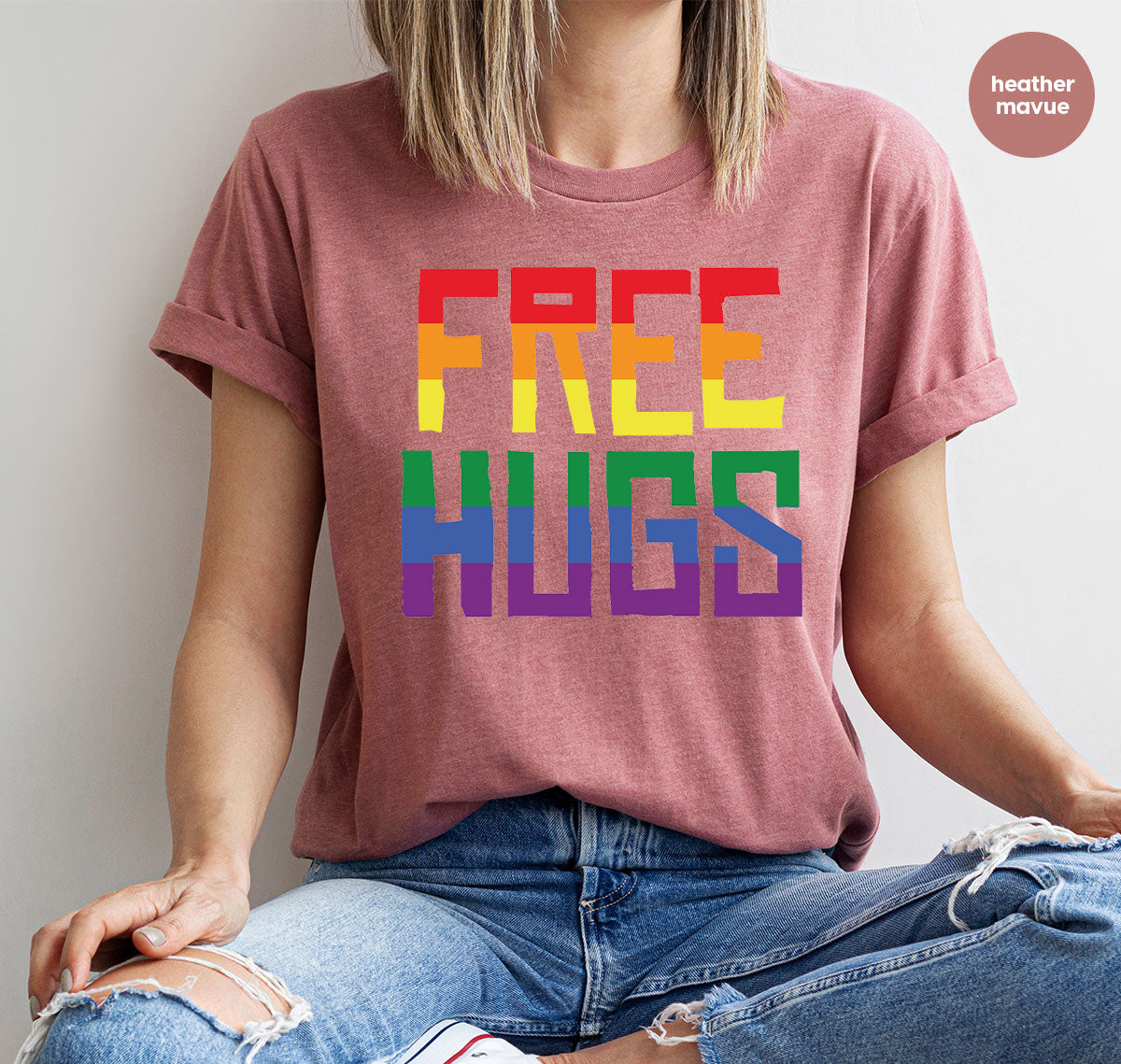 Cute LGBT Shirt, Free Hugs T-Shirt, Lovely Pride for product image 41