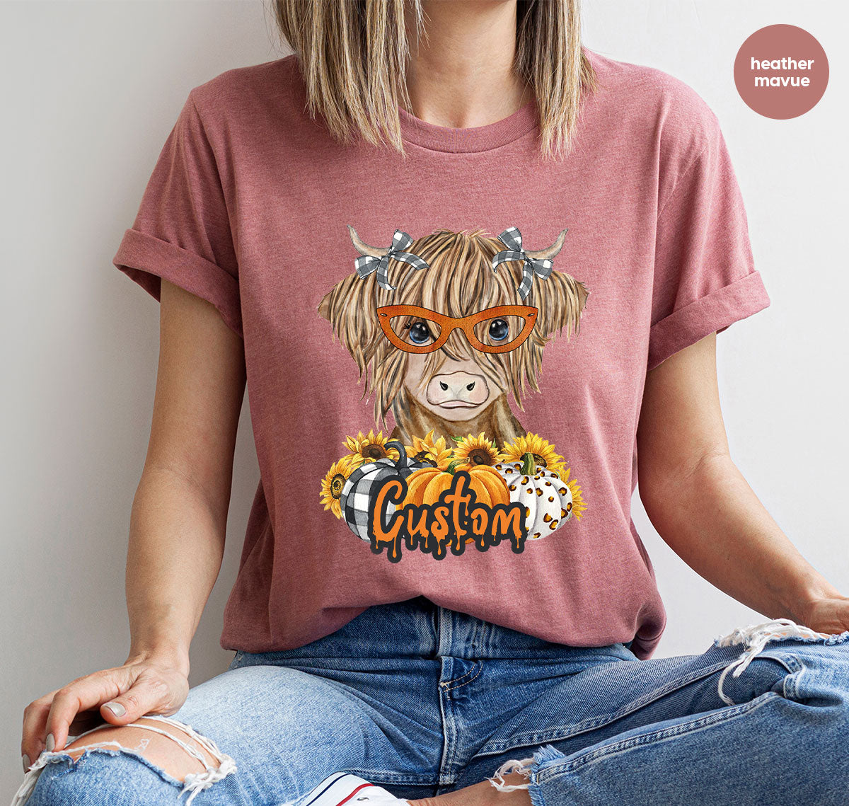 Custom Cow Shirt, Fall Graphic Tees, Personalized Farmer product image 86
